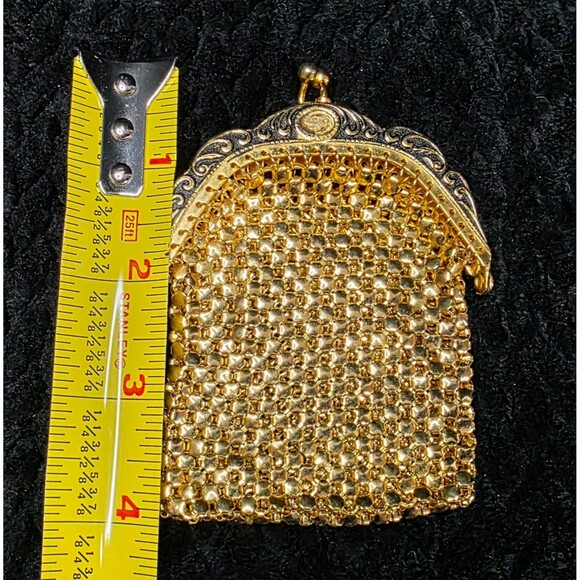 Vintage Mesh Coin Purse with Kissing Clasp Art Deco Gold Tone Whiting Davis - Picture 8 of 11